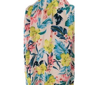 Maisie Women's V-Neck Floral Print Caftan Tunic Top Size Medium